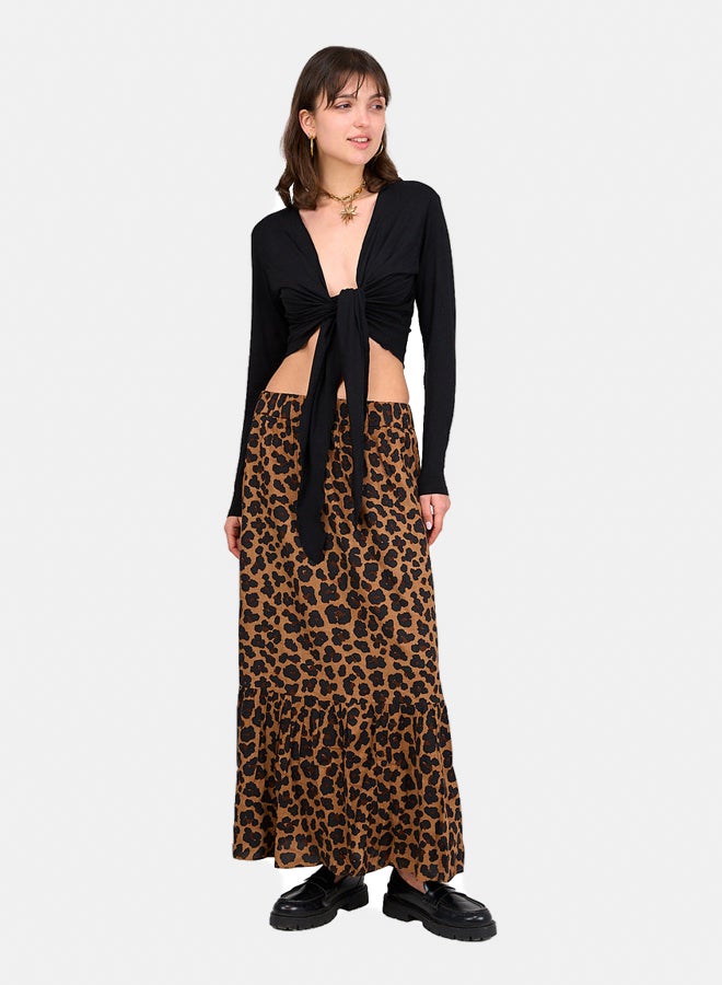 Clue Tiger Print Tiered Skirt - Image 4