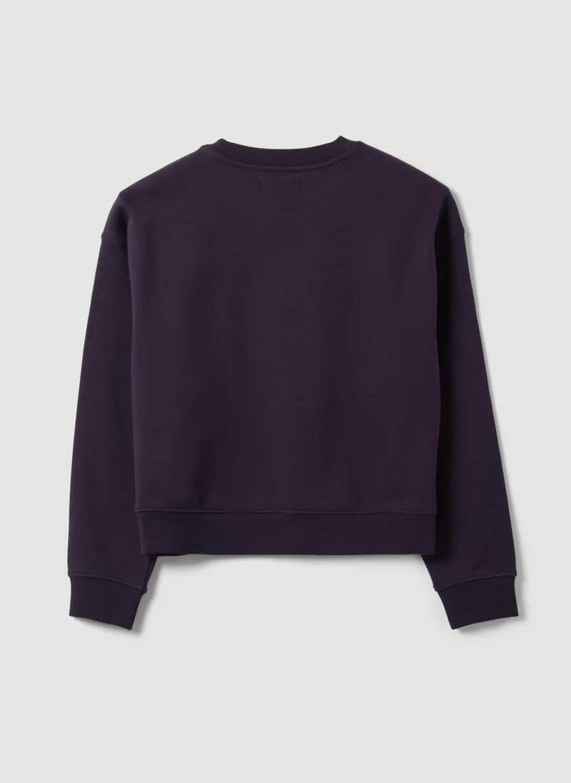 Ovs  OVS Purple Cotton-Blend Crew-Neck Sweatshirt, Regular Fit for Women | Best Price UAE