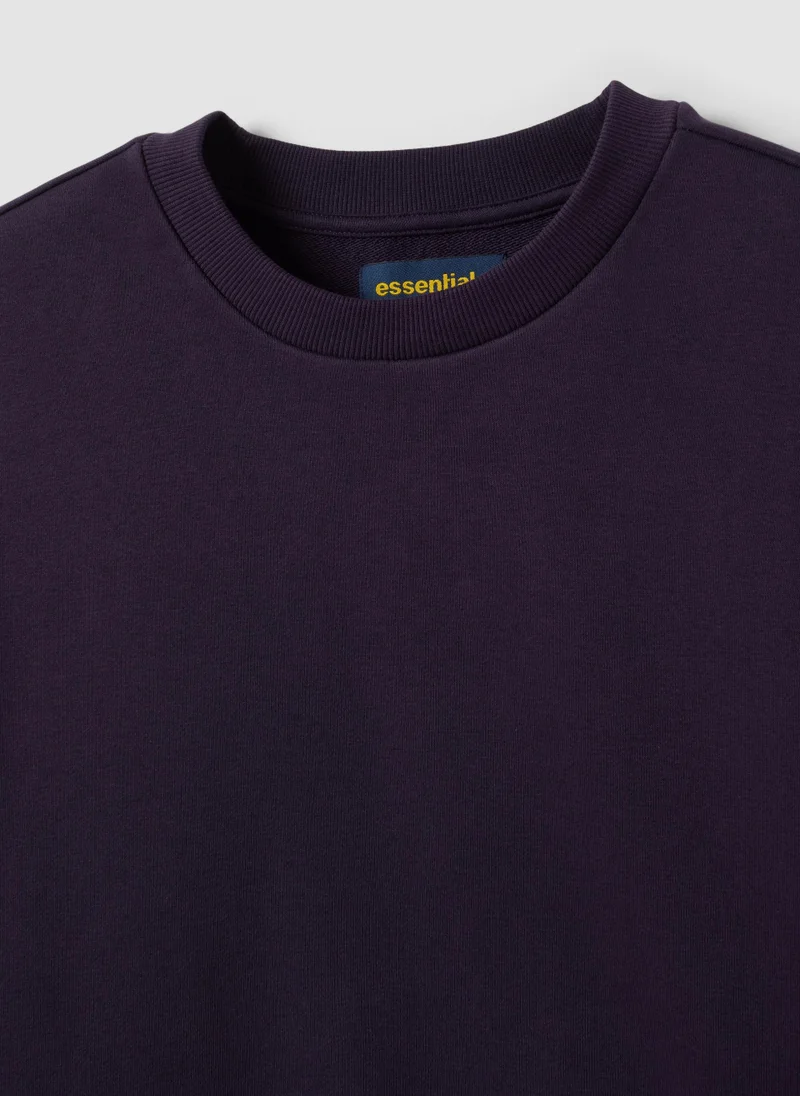 Ovs OVS Purple Cotton-Blend Crew-Neck Sweatshirt, Regular Fit