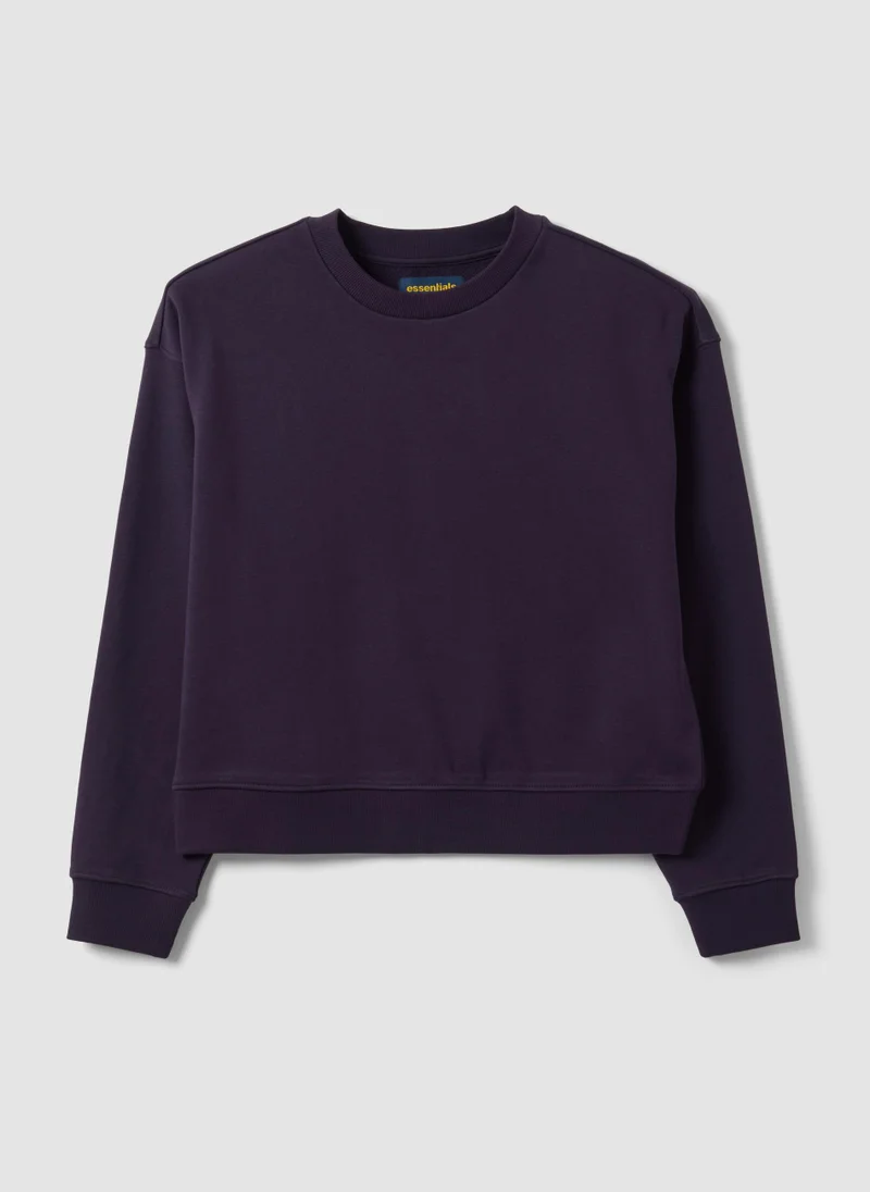 Ovs OVS Purple Cotton-Blend Crew-Neck Sweatshirt, Regular Fit