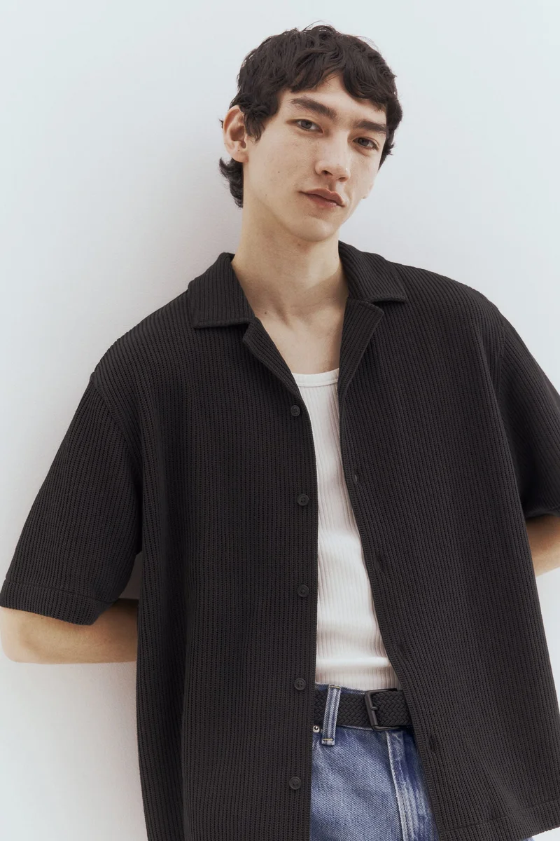 H&M Loose Fit Ribbed resort shirt