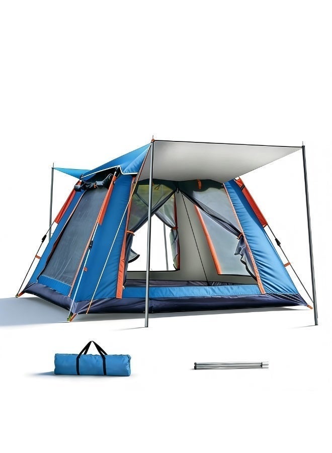 يلا جوي Hydraulic Large Tent, Automatic Dome Waterproof Sunscreen Tents for 3-4 Person, Outdoor Two-Door Tent, Easy to Set Up and Package,Blue - Image 1