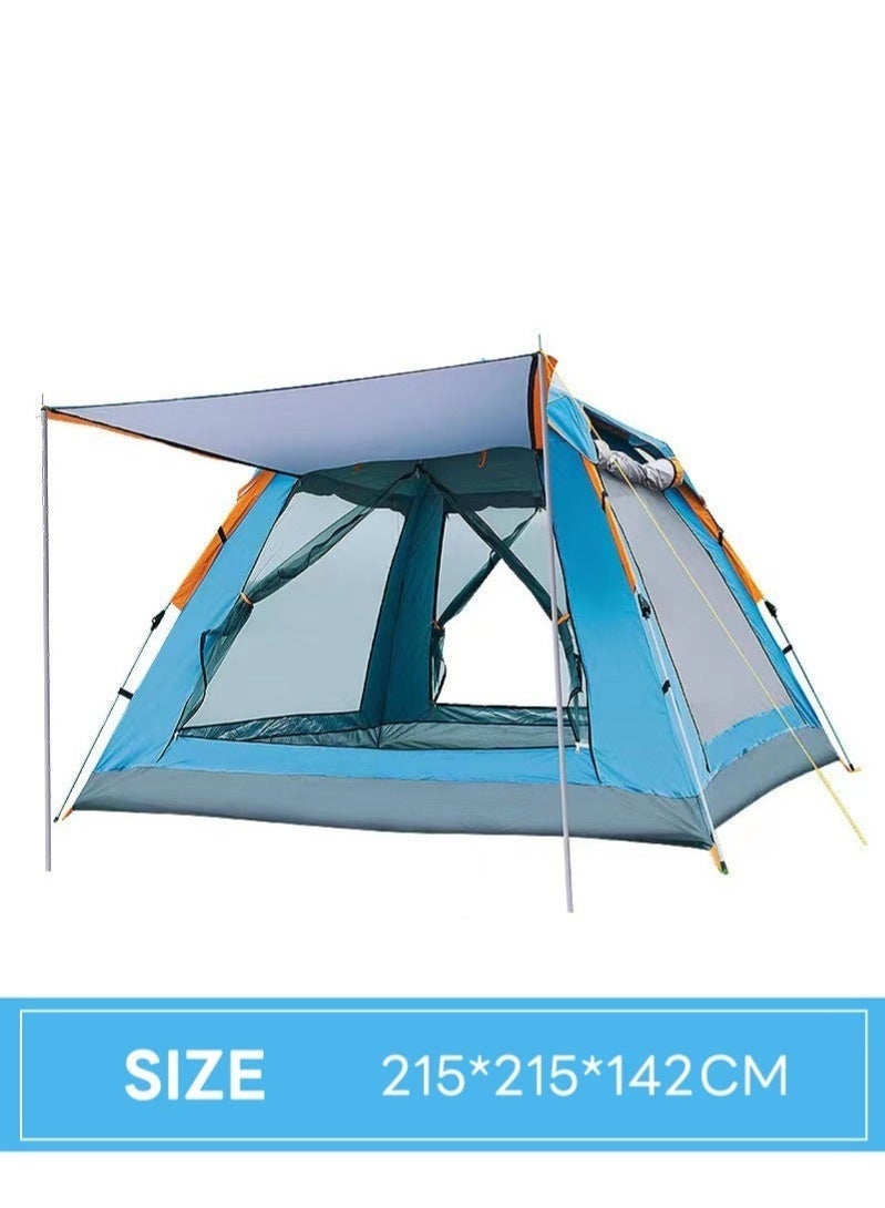 يلا جوي Hydraulic Large Tent, Automatic Dome Waterproof Sunscreen Tents for 3-4 Person, Outdoor Two-Door Tent, Easy to Set Up and Package,Blue - Image 2