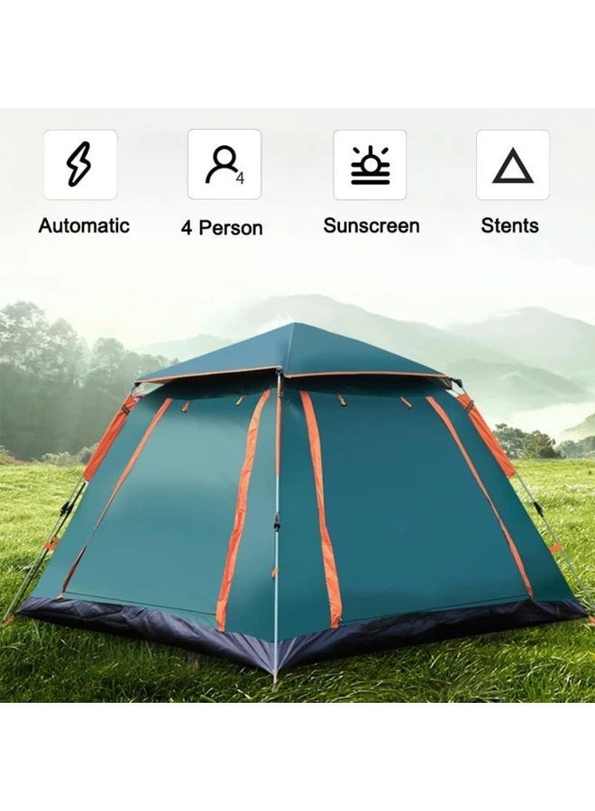يلا جوي Hydraulic Large Tent, Automatic Dome Waterproof Sunscreen Tents for 3-4 Person, Outdoor Two-Door Tent, Easy to Set Up and Package,Blue - Image 3