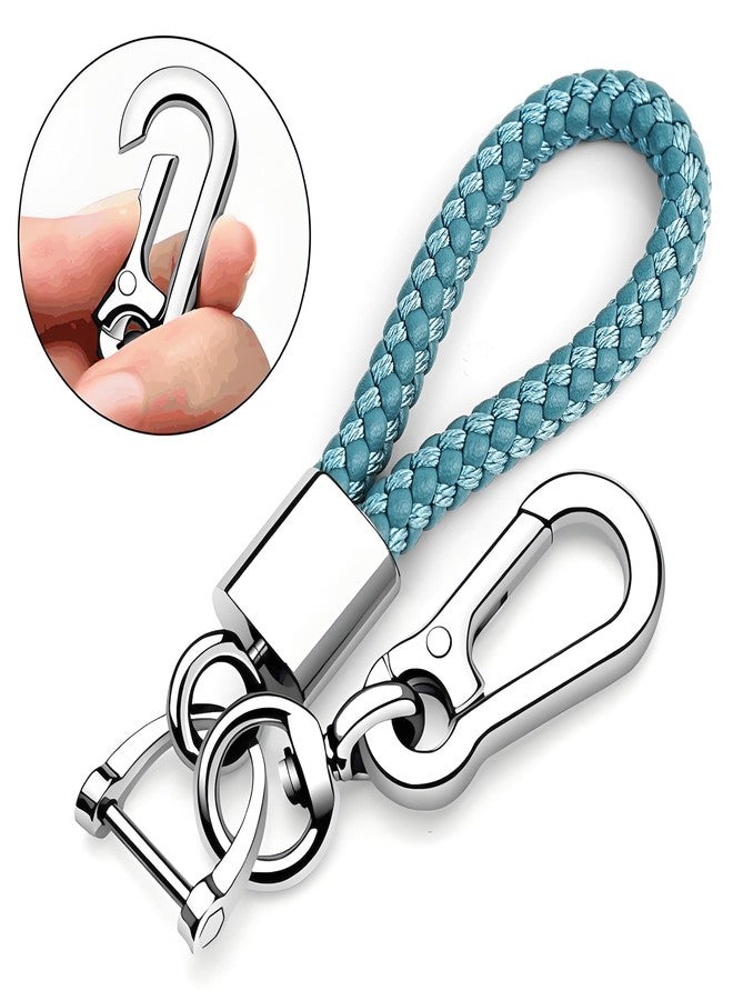 Tukellen سلسلة مفاتيح من الجلد المنسوج من توكيلين، مناسبة لسلسلة مفاتيح السيارة، هدية للرجال والنساء، متينة ومريحة (رمادي) - Image 2