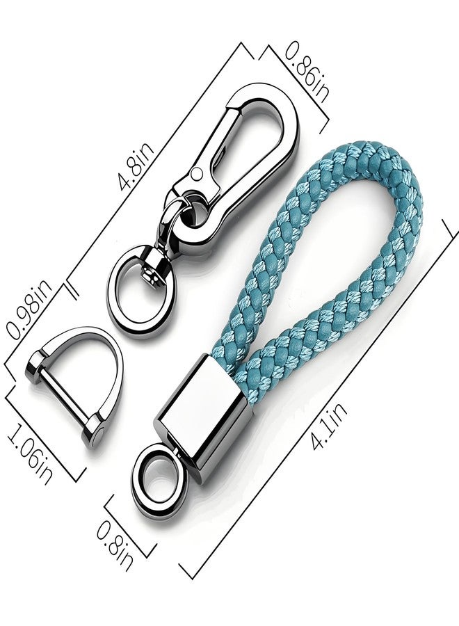 Tukellen سلسلة مفاتيح من الجلد المنسوج من توكيلين، مناسبة لسلسلة مفاتيح السيارة، هدية للرجال والنساء، متينة ومريحة (رمادي) - Image 3