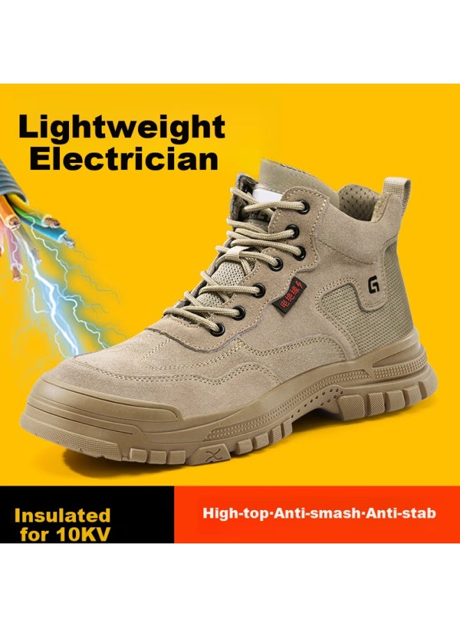 Jingtu Jingtu Safety Shoes For Men, High-top, 10kv Ulated, Electrician, Anti-smashing, Anti-puncture, Safety Functional Shoes E3087-j 41  - Image 1