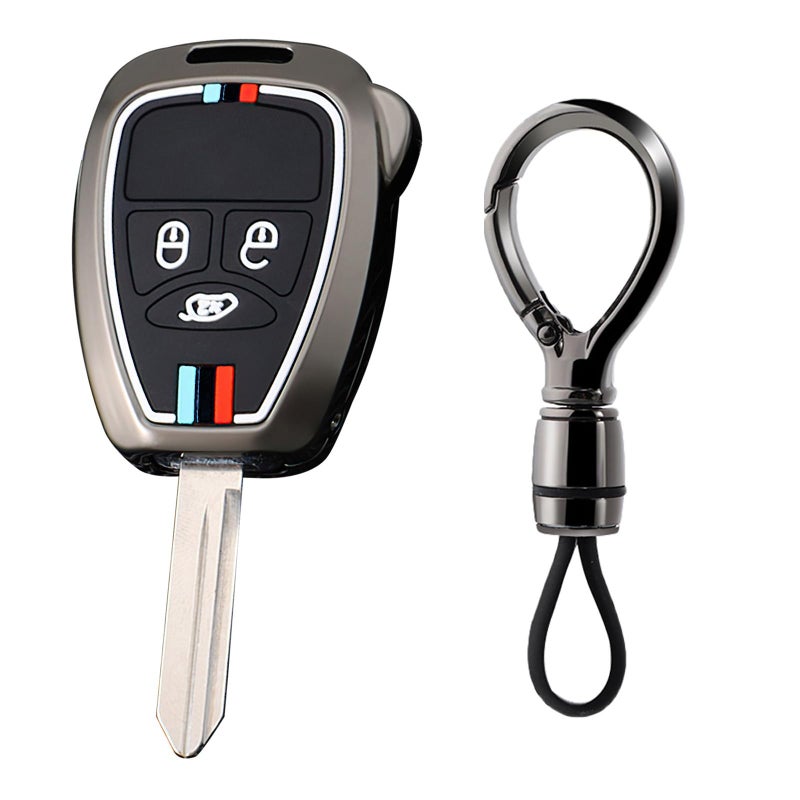 Ysbxitu 3 Buttons Remote Key Fob Cover Fit for Chrysler 300C Voyager Sebring Pacifica Aspen Dodge Caravan RAM Nitro Caliber Jeep Liberty Commander Wrangler Jk Patriot Liberty Smart Key Case B Black - Image 2