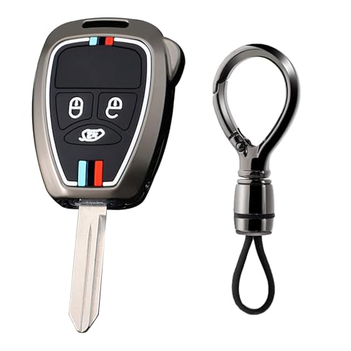 Ysbxitu 3 Buttons Remote Key Fob Cover Fit for Chrysler 300C Voyager Sebring Pacifica Aspen Dodge Caravan RAM Nitro Caliber Jeep Liberty Commander Wrangler Jk Patriot Liberty Smart Key Case B Black - Image 1