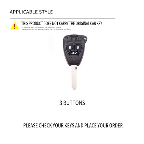 Ysbxitu 3 Buttons Remote Key Fob Cover Fit for Chrysler 300C Voyager Sebring Pacifica Aspen Dodge Caravan RAM Nitro Caliber Jeep Liberty Commander Wrangler Jk Patriot Liberty Smart Key Case B Black - Image 3