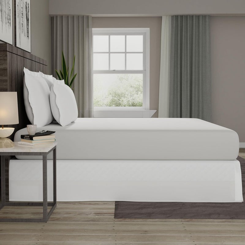 تودايز هوم تنورة سرير من الألياف الدقيقة من Today's Home، كشكشة غبار، تصميم كلاسيكي مخصص، ارتفاع 14 بوصة، مقاس توين طويل جدًا، أبيض - Image 3