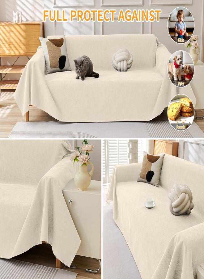 DEEPDREAM Deep Dream Cat-Scratch Resistant Couch Cover, Waterproof Sofa Cover for 3 Cushion Couch Washable, Pet Friendly Couch Protectors Anti Slip Thickened Sofa Slipcovers for Dogs Pets, 91" x 134", Beige - Image 5