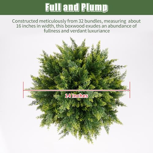 ATLIKE 24.8'' Artificial Cedar Topiary Trees with Spikes, 2 Pack UV Resistant Evergreen Fake Pine Cypress Shrubs Plants Faux Tree for Planter Entryway Greenery Front Porch Patio Indoor Outdoor Decor - Image 5