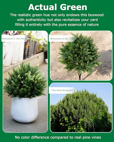 ATLIKE 24.8'' Artificial Cedar Topiary Trees with Spikes, 2 Pack UV Resistant Evergreen Fake Pine Cypress Shrubs Plants Faux Tree for Planter Entryway Greenery Front Porch Patio Indoor Outdoor Decor - Image 3