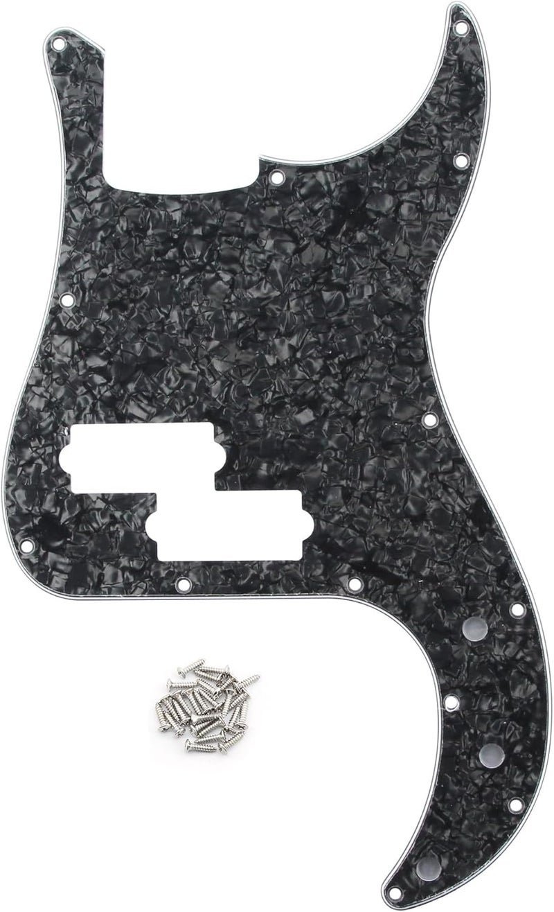 FLEOR P Bass Pickguard Guitar Scratch Plate Pick Guard for 4 String American/Mexican Standard P Bass Style, 4Ply Black Pearl - Image 1