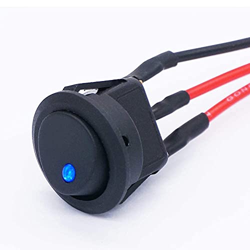 Twidec/8Pcs SPST Round Dot Lighted Rocker Switch Toggle Control for Car Or Boat 20A 12V DC On/Off Blue LED Light with Pre-soldered Wires KCD2-102N-BU-X - Image 5