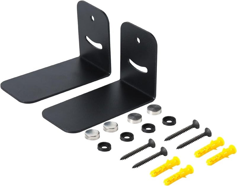 حوامل الحائط من الفولاذ الأسود لمكبرات الصوت المنزلية الترفيهية، حوامل قابلة للتعديل على شكل حرف L - Image 2