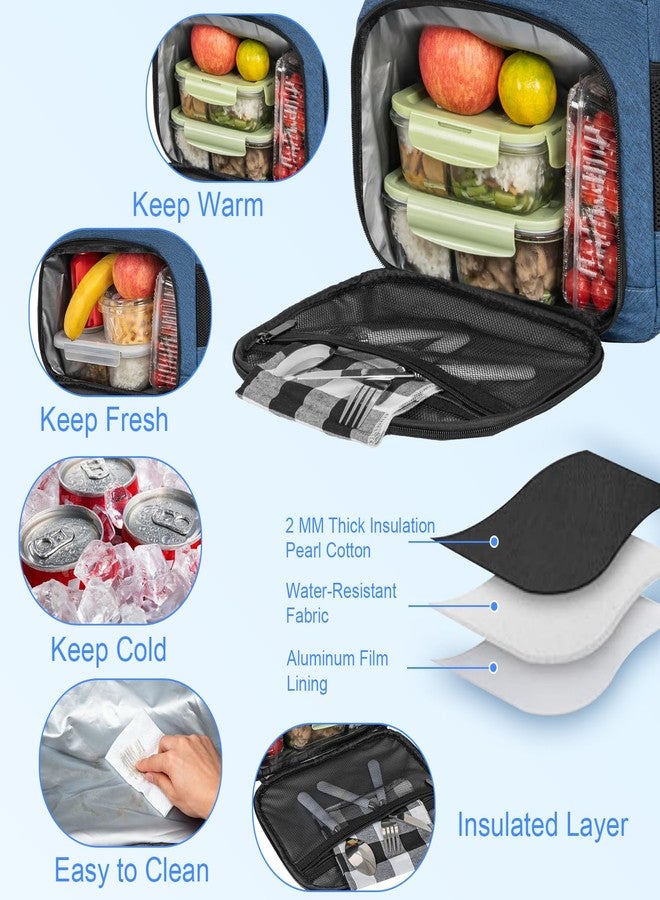ANILD Lunch Backpack, 17 Inch Laptop Backpack with Insulated Cooler Compartment for Men Women, Travel Work Computer Backpack - Image 3