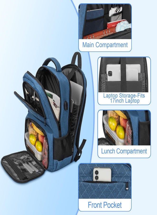 ANILD Lunch Backpack, 17 Inch Laptop Backpack with Insulated Cooler Compartment for Men Women, Travel Work Computer Backpack - Image 4