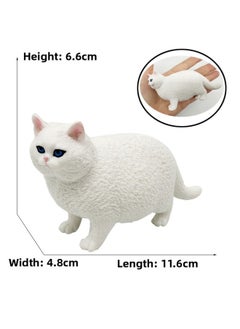 Children's Simulation Cat Model Cloth Doll Cat Lazy Orange Cat Leg Lifting Cat Sleeping Posture Flower Cat Siamese Cat Pet Cat Ornaments-Color:2819 White Short Fur Fat Cat