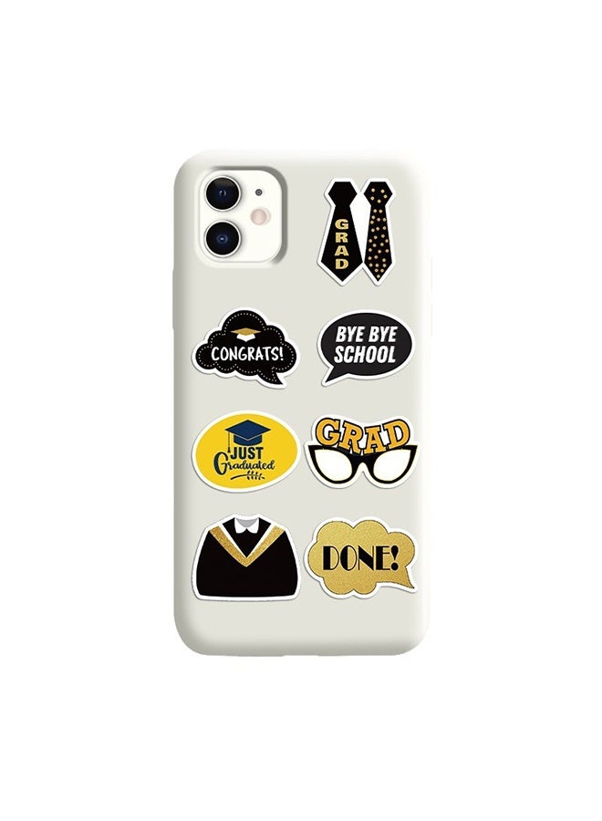 GIFT 52PCS Cool Graduation Stickers for Teens Adults, Graduation Party Decorations, Black and Golden Graduate Waterproof Vinyl Stickers for Water Bottle Laptop, Teachers Stickers - Image 5
