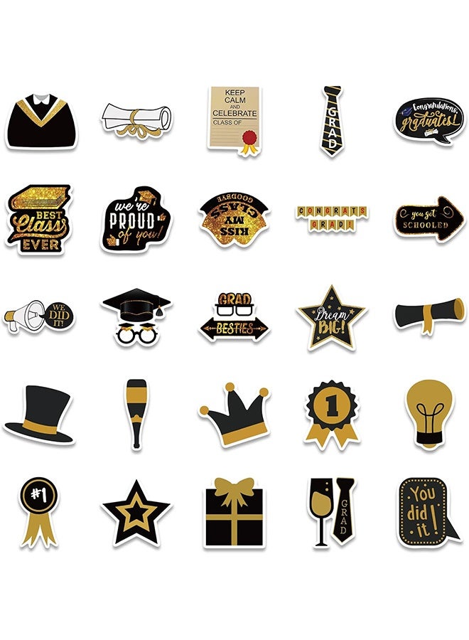 GIFT 52PCS Cool Graduation Stickers for Teens Adults, Graduation Party Decorations, Black and Golden Graduate Waterproof Vinyl Stickers for Water Bottle Laptop, Teachers Stickers - Image 4