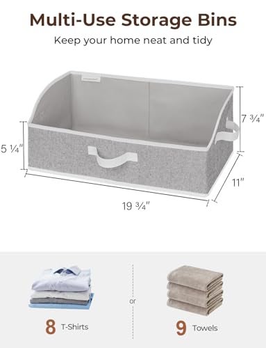 StorageWorks صناديق تخزين StorageWorks لخزانة الملابس، صندوق منظم على شكل شبه منحرف للرفوف، سلة ملابس قماشية، سلال تنظيم قابلة للطي مع مقابض، كبيرة، رمادية، 3-pack - Image 2