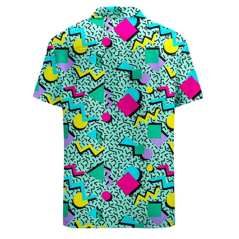 Artsadd 80s 90s Outfit for Men Shirt Button Down Funny Hawaiian Shirts Short Sleeve Disco Party Outfits Retro L - Image 3