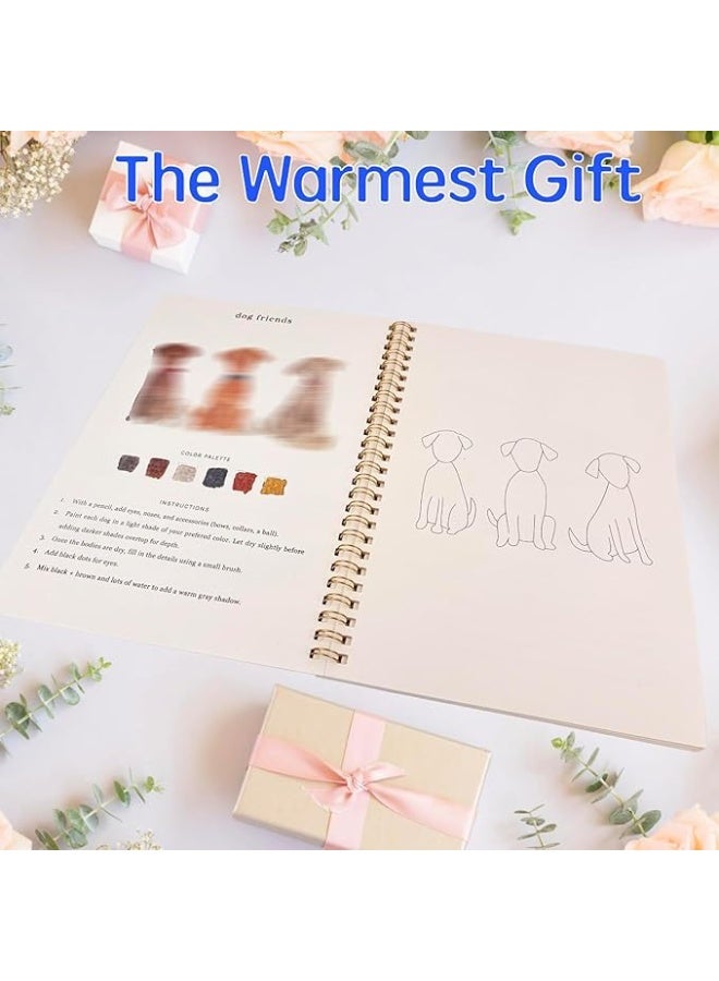 Watercolor Workbooks and Paints Set, Beginner-Friendly, 12 Colors Watercolor Paint Set with Paint Brush, 16 Spiral-Bound Pages Water Coloring Books,Color Workbook Arts and Crafts Gift (Animals)  - Image 3