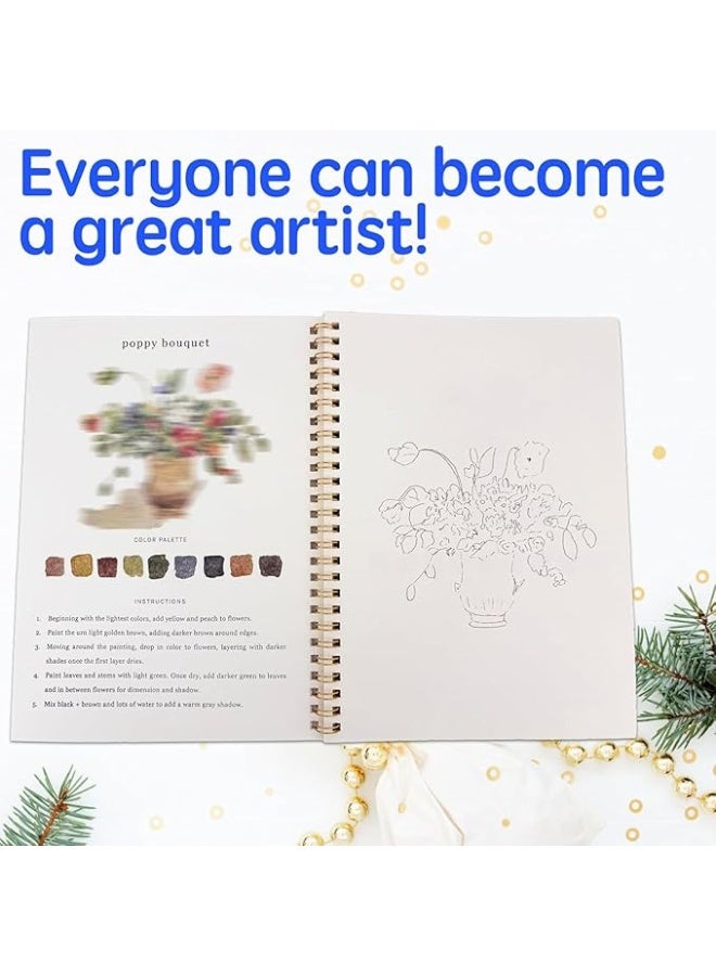 Watercolor Workbooks and Paints Set, Beginner-Friendly, 12 Colors Watercolor Paint Set with Paint Brush, 16 Spiral-Bound Pages Water Coloring Books,Color Workbook Arts and Crafts Gift (Animals)  - Image 4