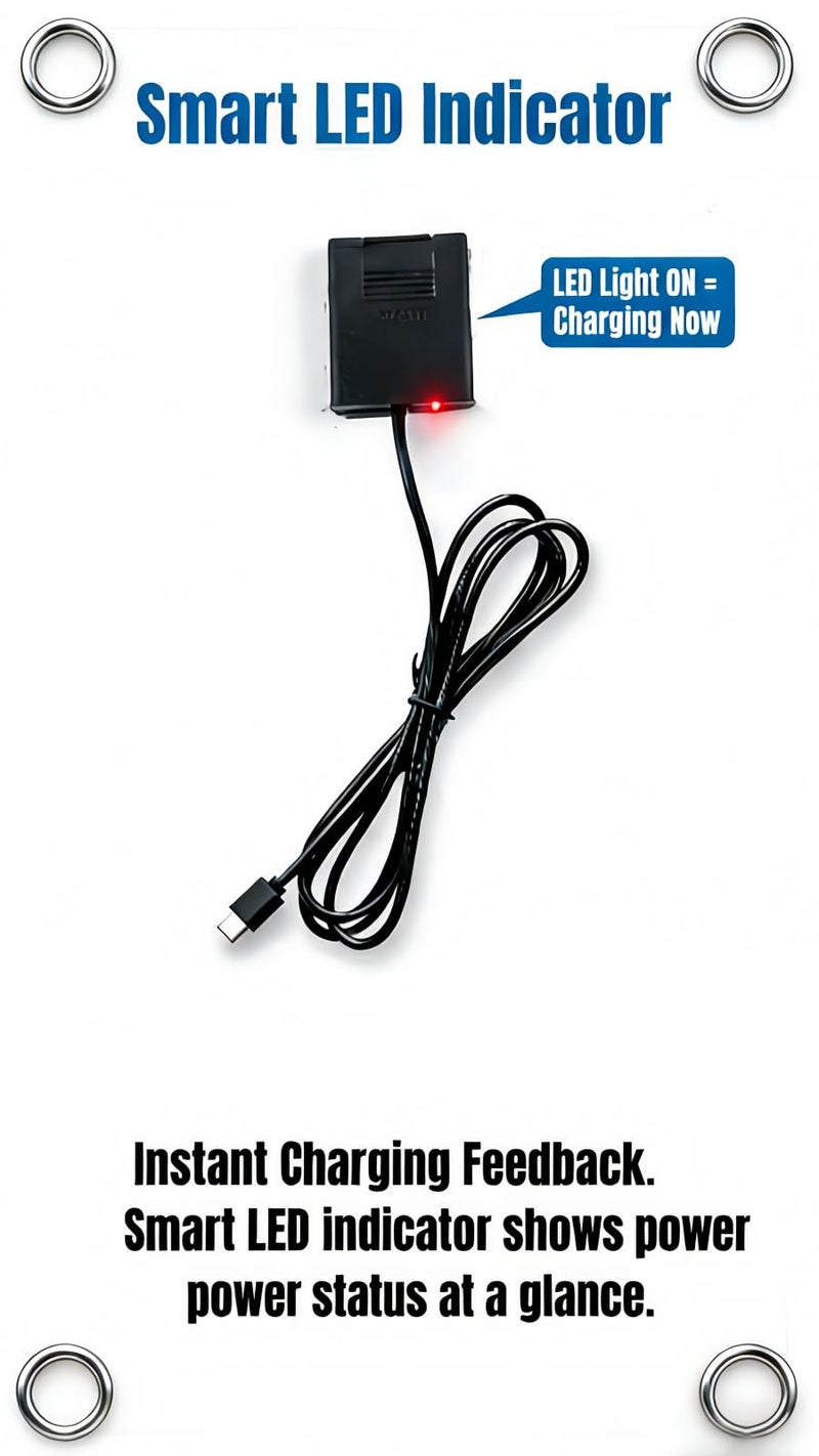 Soshine USB Solar Panel for Ring Camera - Type-C Solar Panel Charger 5v 6w with 10ft Waterproof Charging Cable, Micro-USB & USB-C & Barrel Port, IP66 Weatherproof,Includes Secure Wall Mount - Image 4