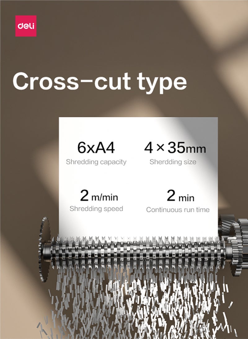 ديلي T016 ماكينة فرم أوراق صغيرة P4، فرم متقاطع 6 أوراق، سعة 12 لتر - Image 5