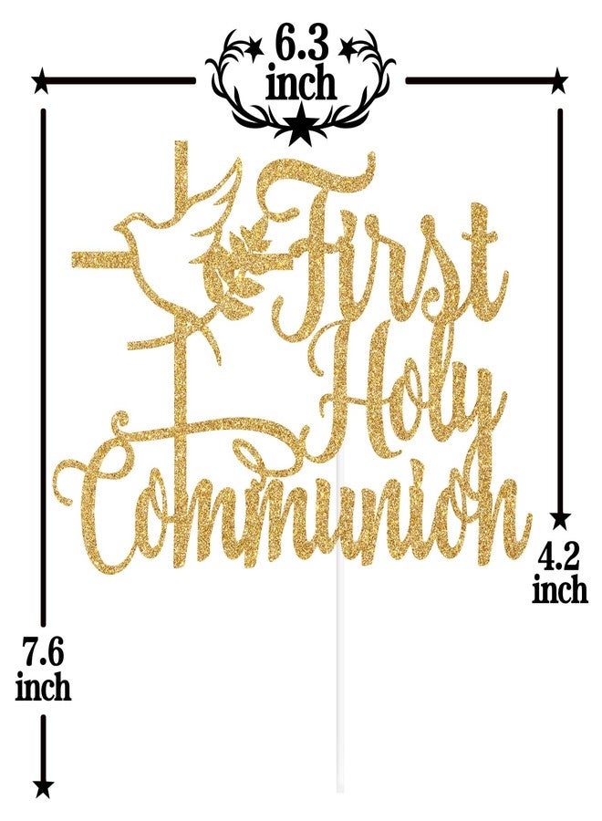 PYBHILK Gold Glitter First Holy Communion Cake Topper, Spanish Mi Primera Comunion, Religious Christening Wedding Baby Shower Baptism Party Decorations Supplies - Image 2