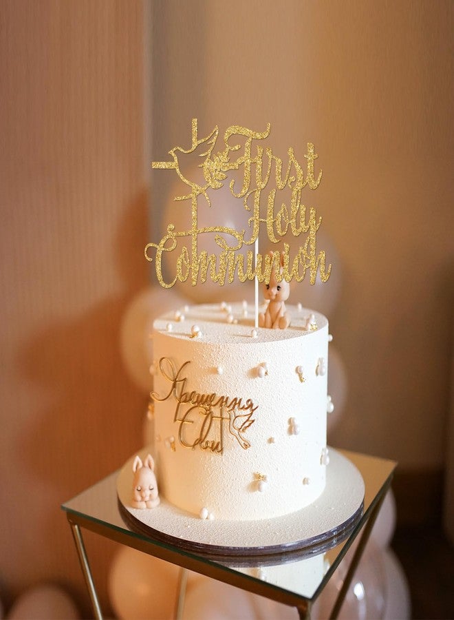 PYBHILK Gold Glitter First Holy Communion Cake Topper, Spanish Mi Primera Comunion, Religious Christening Wedding Baby Shower Baptism Party Decorations Supplies - Image 3