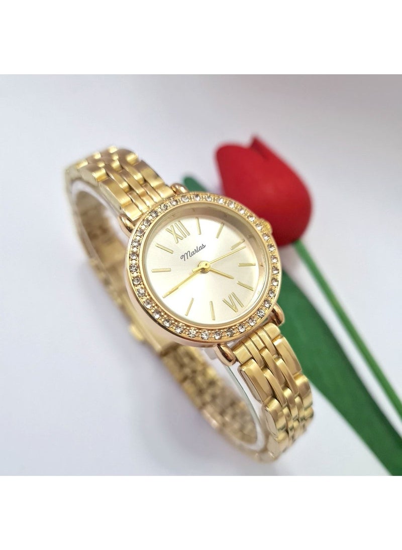 Tekno Trust Minimal, Round Stone, White Dial, Steel Strap Women's Wristwatch  - Image 1