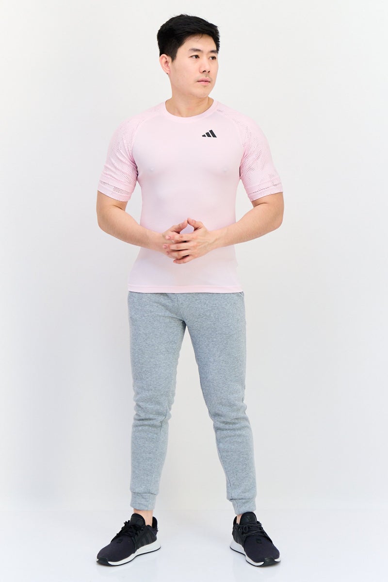 Adidas Men Slim Fit Short Sleeves Training T-Shirt, Pink - Image 4