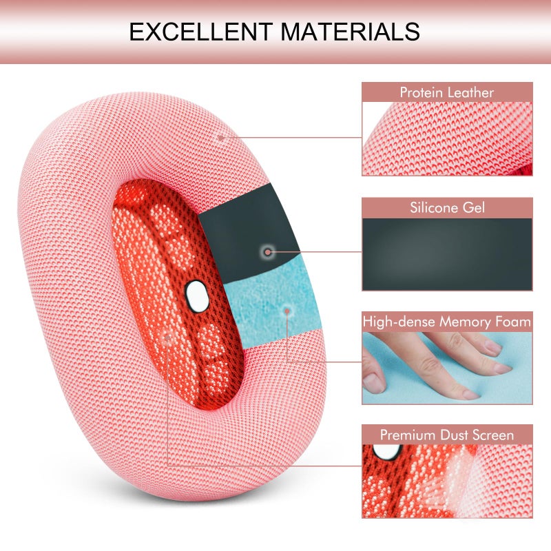 GEVO Upgraded Ear Cushions Replacement Earpads for Apple AirPods Max Headphones, Protein Leather Ear Pads Ear Covers Cups with Memory Foam and Magnet for AirPods Max (Pink) - Image 4
