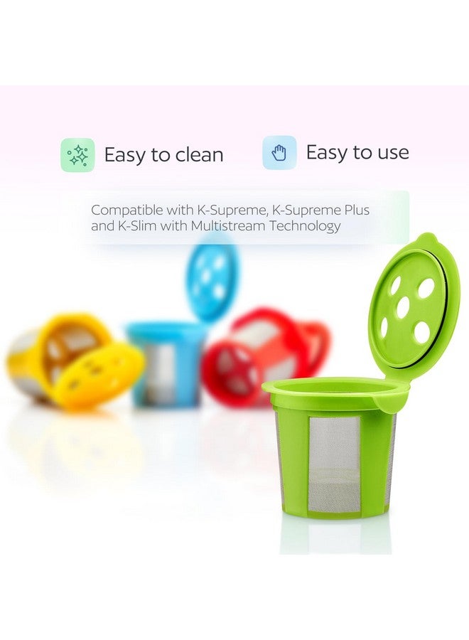 GoodCups 4 Reusable K Cups for Keurig K Supreme, K Supreme Plus, K Slim with Multistream Technology, K-Brew Chill, K-Duo Hot & Iced - 4 Colors Refillable Kcups Coffee Filters for Keurig Coffee Makers - Image 3