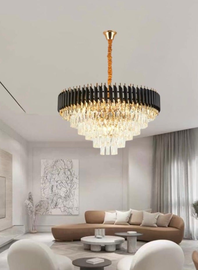 Modern crystal chandelier, diameter 40 cm, black and gold - Image 5