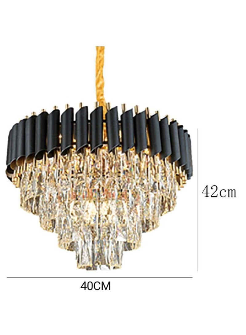 Modern crystal chandelier, diameter 40 cm, black and gold - Image 3