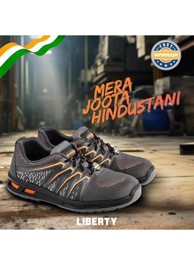 Liberty Warrior 3004-28 Safety Shoes for Men, Genuine Leather, Light Weight, Fibre Glass Toe, Industrial Shoes for Men, Orange Sizes-5UK-11UK - Image 3