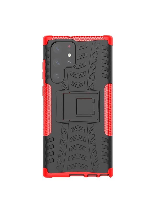 S-TOP Case For Samsung Galaxy S22 Ultra 5G Tire Texture TPU + PC Phone Case with Holder - Image 2