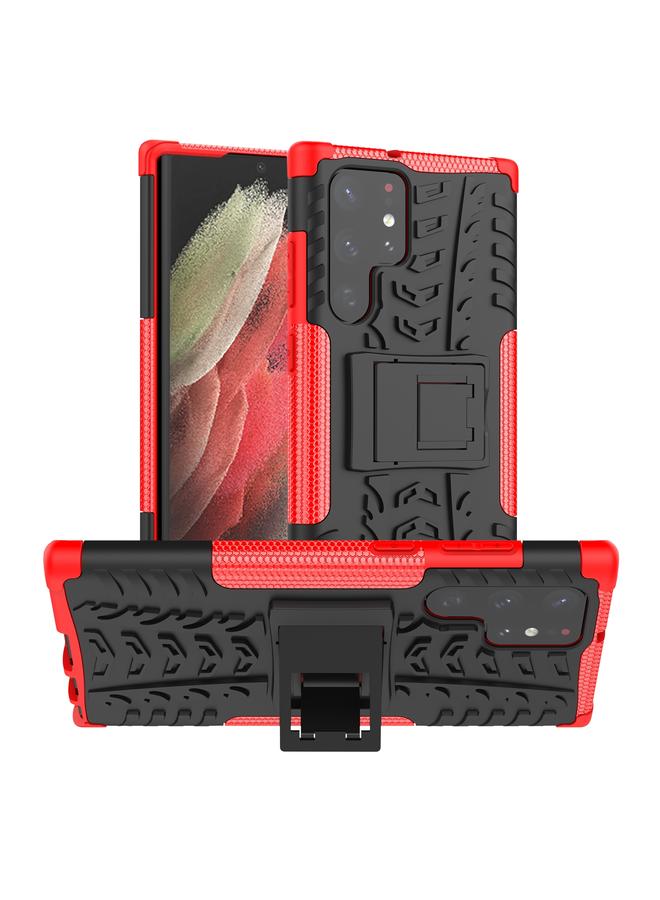 S-TOP Case For Samsung Galaxy S22 Ultra 5G Tire Texture TPU + PC Phone Case with Holder - Image 1