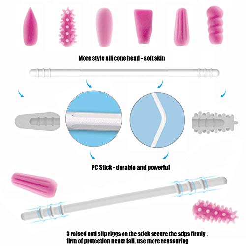 Storgem Strogem Reusable Cotton Swabs with 1 Mirror for Makeup Application and Cleaning, Multifunctional Portable Washable Silicone Q-Tip (pink) - Image 5