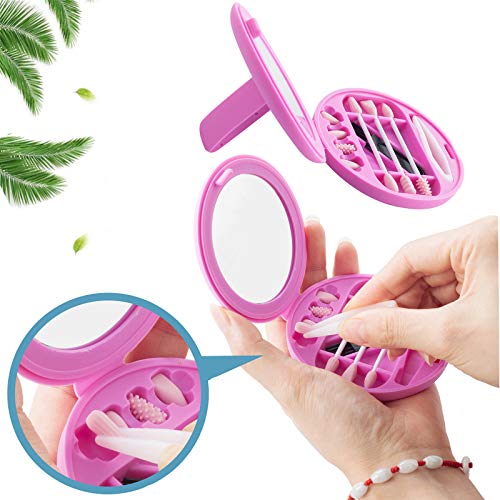 Storgem Strogem Reusable Cotton Swabs with 1 Mirror for Makeup Application and Cleaning, Multifunctional Portable Washable Silicone Q-Tip (pink) - Image 3