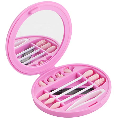 Storgem Strogem Reusable Cotton Swabs with 1 Mirror for Makeup Application and Cleaning, Multifunctional Portable Washable Silicone Q-Tip (pink) - Image 1