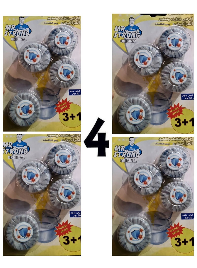 16 Jasmine Toilet Cleaner & Disinfectant Tablets, 4 Packs of 4 Tablets Each  - Image 1