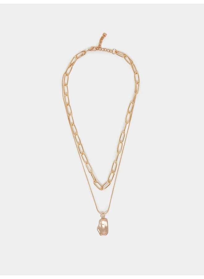 ستايلي Styli Drop Layered Link Necklace