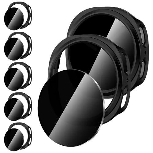 Suoman 5+5 Pack for Samsung Galaxy Watch 8 44mm Privacy Case, [Anti-Peeping] Tempered Glass Screen Protector, Hard PC Hollow Out Bumper Protective Cover - Image 1
