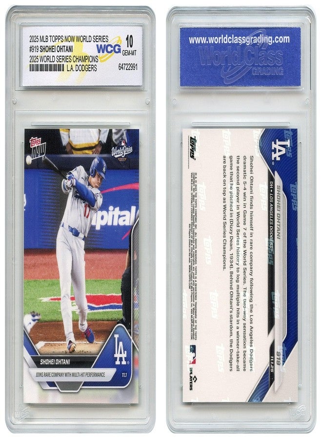 WCG 2025 Topps Now SHOHEI OHTANI Los Angeles Dodgers 2025 World Series Champions Card #919 - Graded GEM-Mint 10 - Image 1